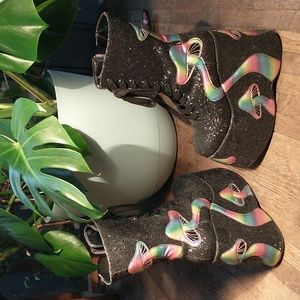 Dolls Kill trippy twilight mushroom platform boots